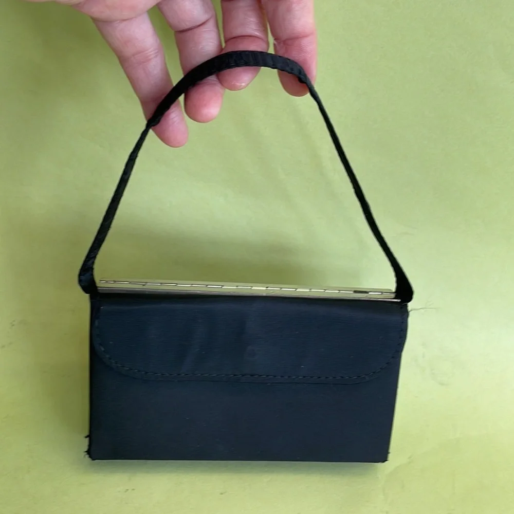 Vintage 50’s mini metallic silver/gold Volupte USA compact mini purse